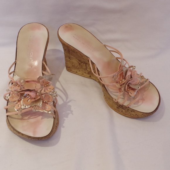 Mila Paoli Cork Wedge Butterfly Slides- Sz. 39/8.5 - Picture 2 of 6